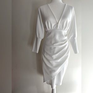 New York and company low plunge midi dress | elegant white casual wedding dress
